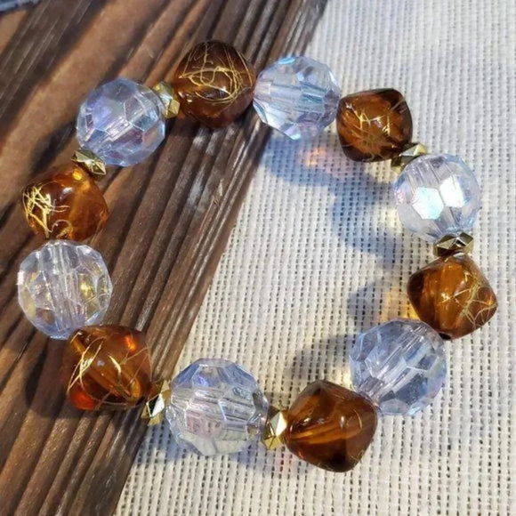 Retro Chunky Vintage Beads Stretch Bracelet - Picture 2 of 3